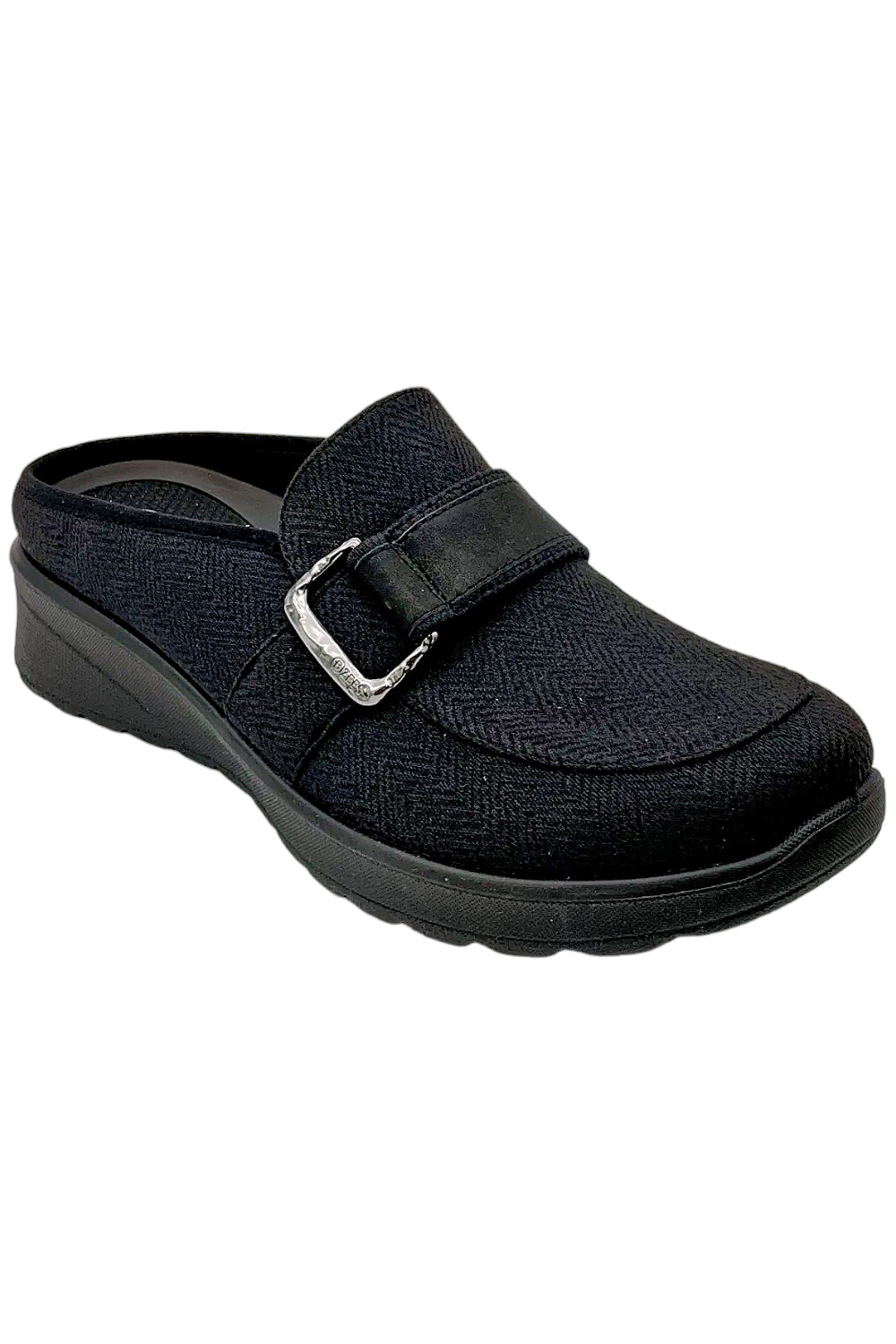 BZees Womens Galleria Buckle Mule Black