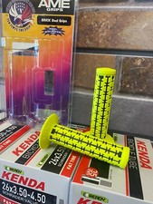 A'ME Old School BMX Grips Original Dual Color Neon Yellow Black GT Redline Retro
