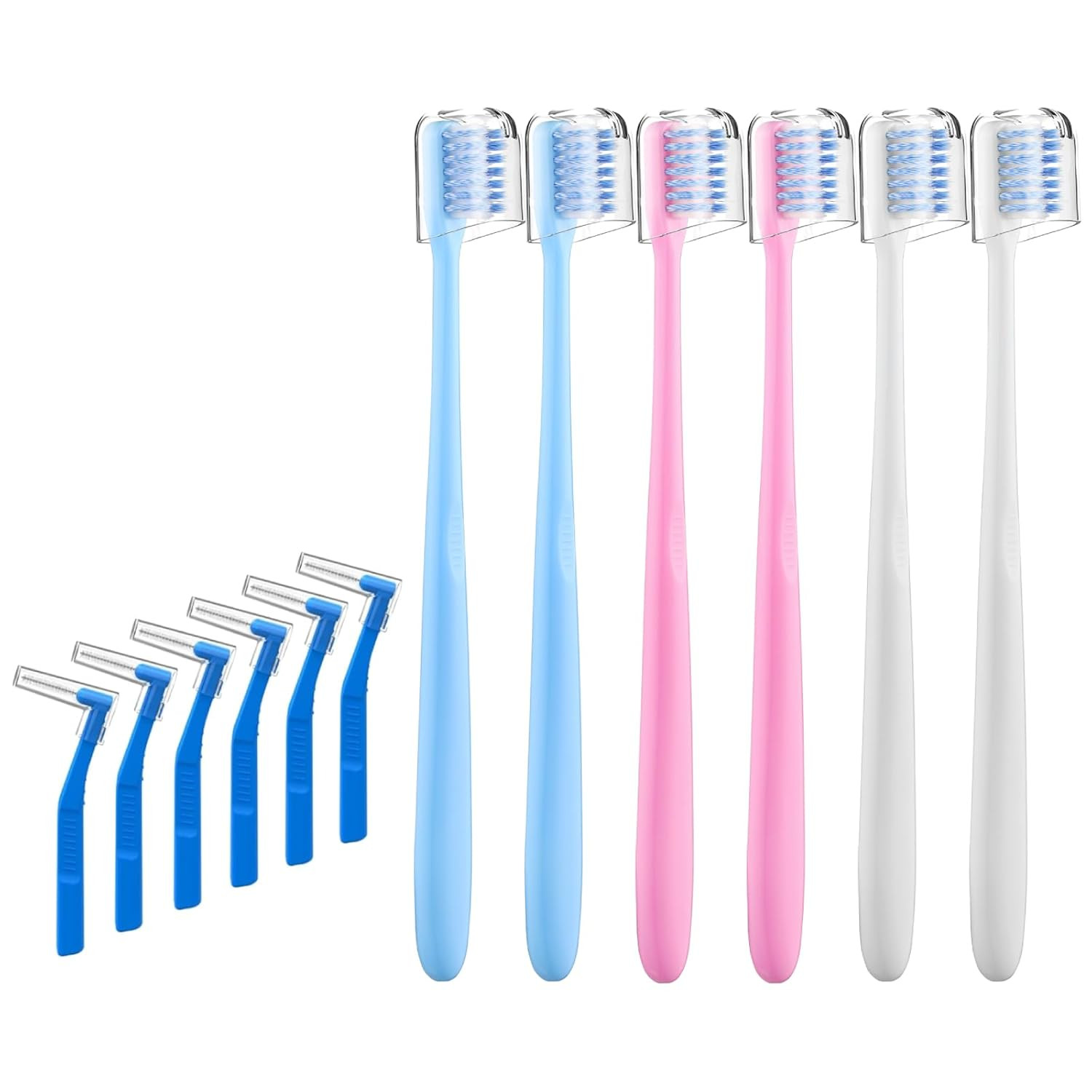 V-Shaped Orthodontic Toothbrush for Braces, Soft Bristles, 6 Count, with Interde