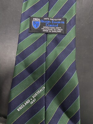 Sharps Freeman Navy Blue Green England V Australia 1997 Cricket Logo Neck Tie