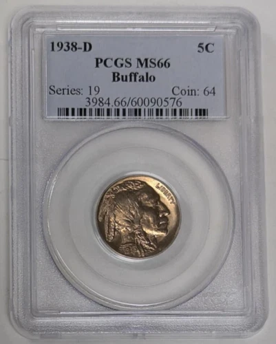 1938 D Buffalo Nickel PCGS MS 66