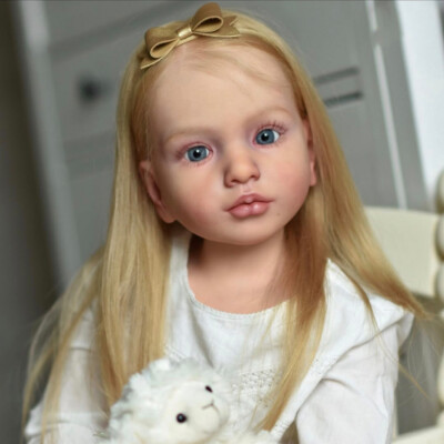 40'' Reborn Doll Painted Kit Pretty Toddler Girl Rooted Hair Cloth Body DIY Gift