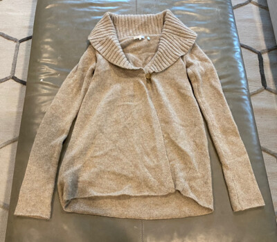 Vince Womens Alpaca Wool Cashmere Sweater Wrap Cardigan Jacket Beige Large $395