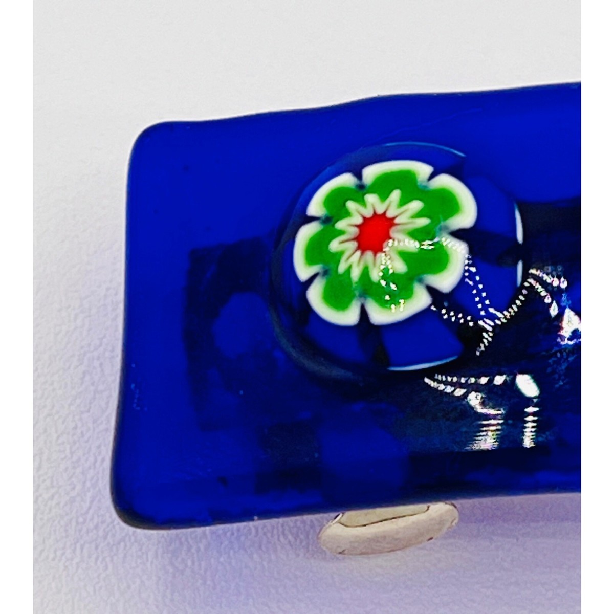 Killer Designs Blue Red White Millefiori Glass Barrette NEW  display picture 3