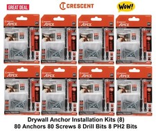 Crescent Apex Drywall Anchor Kits 80 Anchors 80 Screws 8 Drill Bits 8 #2 Bits