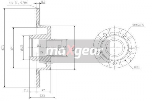 2X Maxgear 19-1276 Bremsscheibe FüR Renault Toyota-image