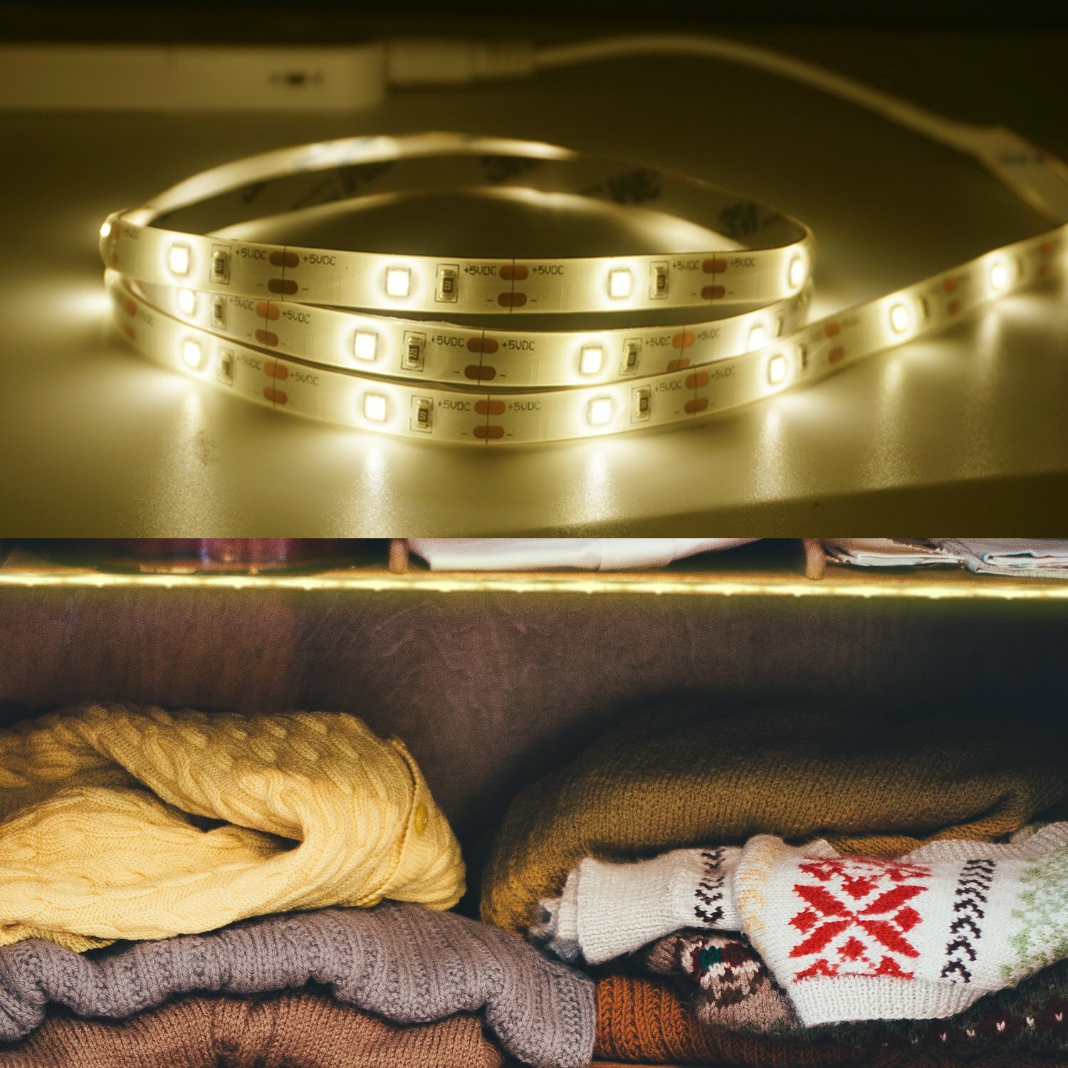 Battery Powered LED Strip Lights Wireless PIR Motion Sensor Under