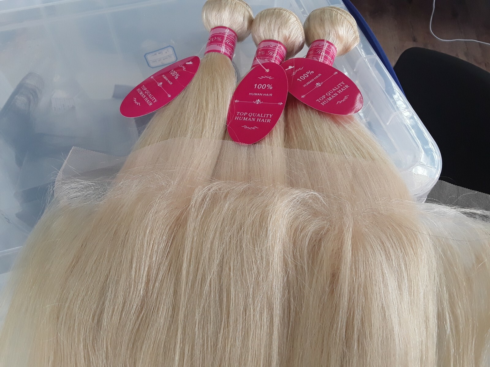12A BRAZILIAN VIRGIN HUMAN HAIR 18+18+18&16Inch 13x4 FRONTAL BLONDE 613 STRAIGHT