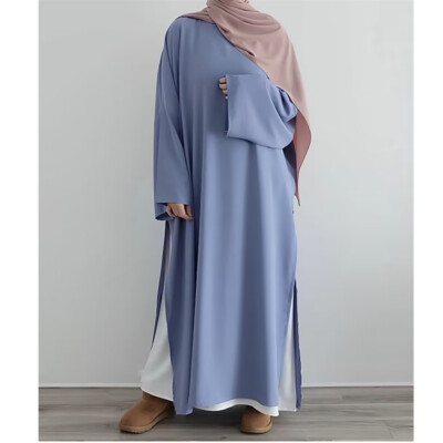 Two Piece Women Long Dress With Inner Dress Set Abaya Muslim Robe Dubai Gown