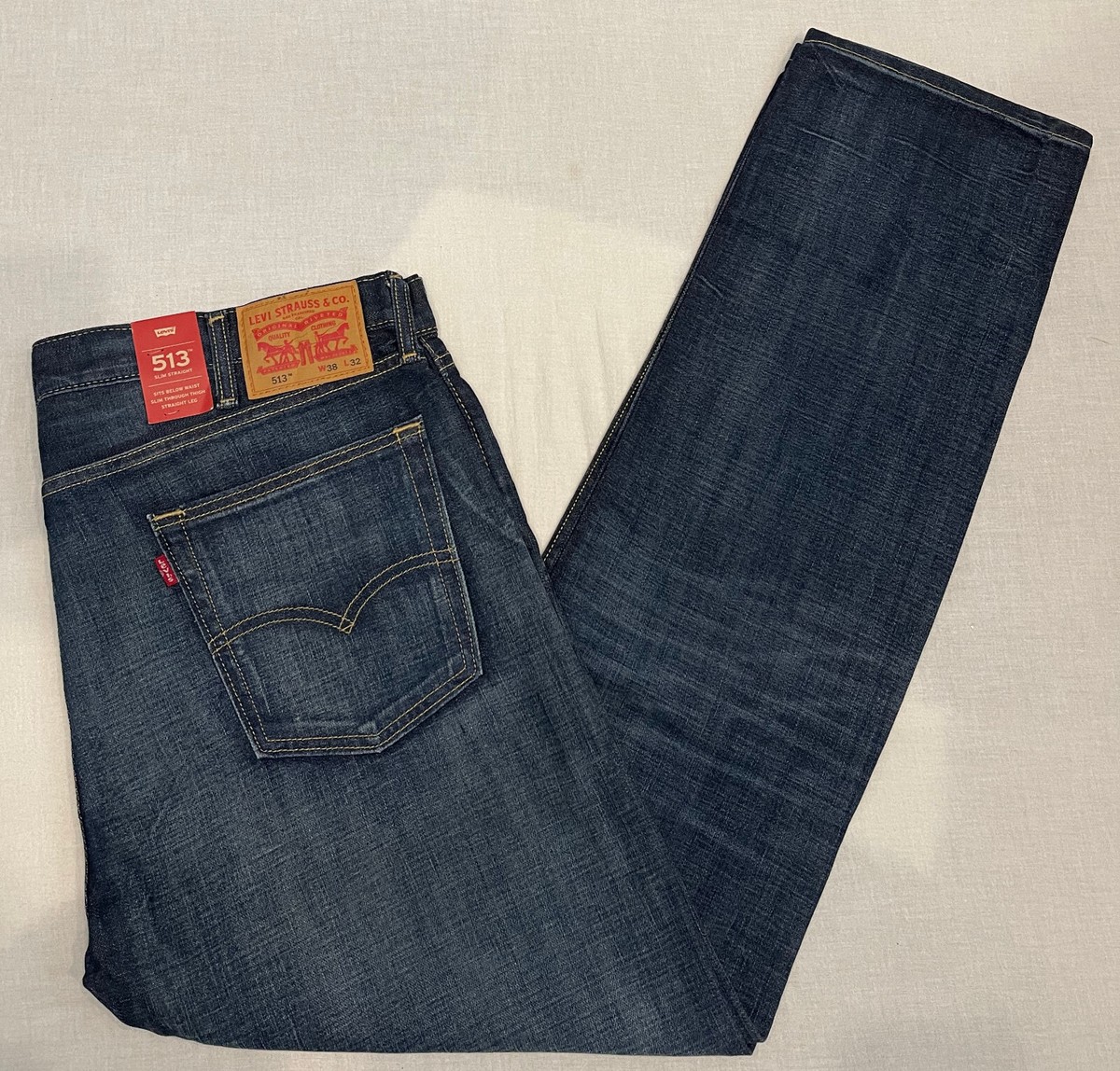 Levi's 513 Slim Straight Men's Jeans 38X32 Blue W38L32 #0242 Levi