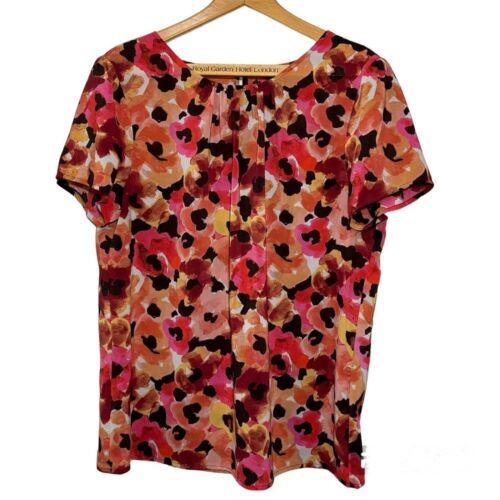 Ann Taylor Factory Poppy short sleeved blouse. Gathered round neck. Women’s L - Foto 1 di 9