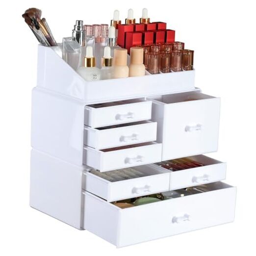 White Makeup Storage Organizer Drawers Skin Care X Large Cosmetic white