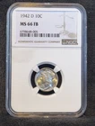 1942-D 10c Mercury Dime NGC MS66 FB
