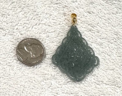 Beautiful Carved Jade Pendant -Authentic Real Jade No Treated Or Enhanced.
