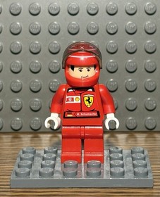 LEGO&reg; M. SCHUMACHER RAC022S MINIFIGURE F1 FERRARI FORMULA ONE DRIVER 8389 8144