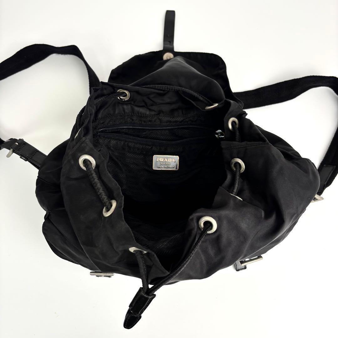 PRADA Backpack Triangle Logo Drawstring Nylon Bla… - image 12