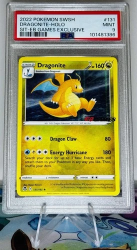 Dragonite Holo 131/195 Pokemon Silver Tempest EB Games Promo AUS English PSA 9