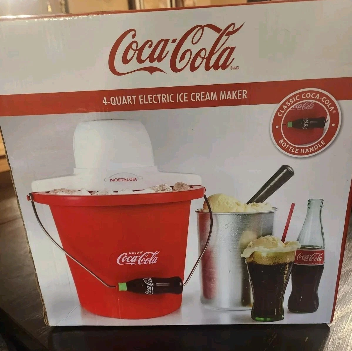 Nostalgia COCA COLA 4-Quart Electric Ice Cream Maker Electric Retro NEW