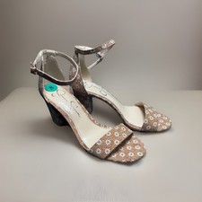 Women?s Jessica Simpson Daisy Ankle Strap Sandals  Size 8 Cork w White Daisies
