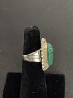Vintage Sterling Silver Carved Green Onyx Ring Size 5 - 9.64g — photo 4