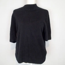H by Halston Women Size XL black 2-Ply Cashmere Short Sleeve Sweater