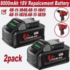 2PACK For Milwaukee Cordless Power Tools For M18 8.0AH Extended Capacity Battery
