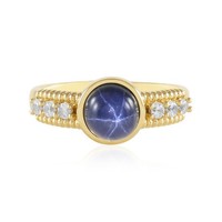 Cavill Ring Silber 925 Vergoldet 2,05Ct Zirkonia Blauer Stern Damen- Echtschmuck