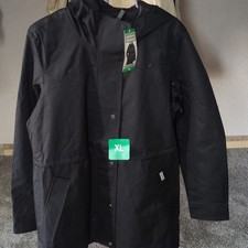 Hunter Women's Black Water Resistant Hooded Zip Snap Jacket Mid-Length XL