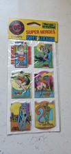 Vintage - 6 DC Super Heroes Puffy Stickers 1988 Sealed Superman Batman Robin YC