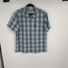 Jack Wolfskin Blue/Wht Plaid Short Sleeved Shirt, L, Mens Outdoors Sportsman