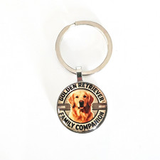 Golden Retriever Keychain Family Companion, Unisex, Glass Cabochon, Dog Lover