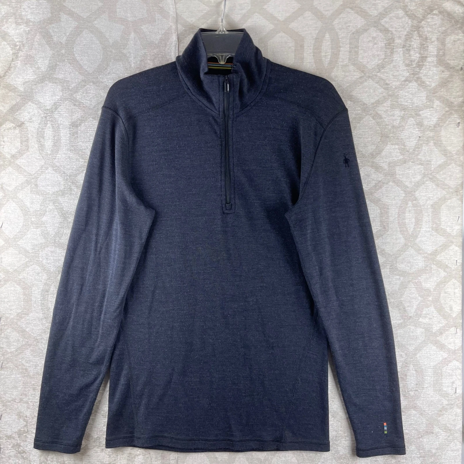 Smartwool Merino 250 Mens Medium Charcoal Grey 1/4 Zip Base Layer Pullover Wool
