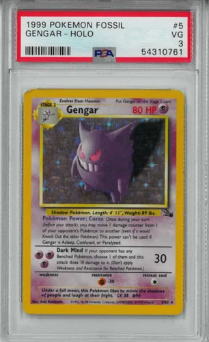 Pokemon PSA 3 Gengar Fossil Holo #5