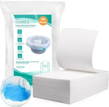 Oumee 90 Count Absorbent Commode Pads for Bedside Bucket, 9.5*5in-90 