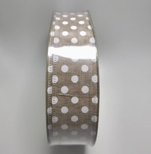Members Mark Premium Wired Edge Ribbon 1.5 Inch Brown White Polka Dot