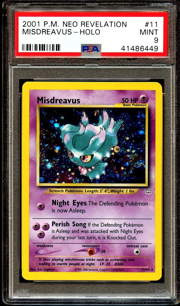 PSA 9 MINT Misdreavus 11/64 DOUBLE HOLO ERROR Neo Revelation