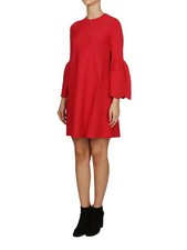 Valentino Garavani Bell Sleeve Sweater Dress S 8 10 Mini Viscose Knit Shift Red