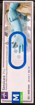 MEDLINE Top Puderfreie Nitril-Untersuchungshandschuhe Gr. M 400 mm lang blau- 50 Stück