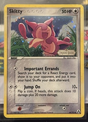 Pokemon Skitty 64/92 Reverse Holo Legend Maker Stamped Card TCG