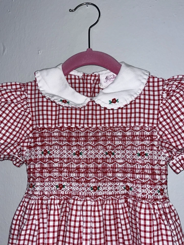 Vestido SOPHIE DESS Creations Paris flor vermelha borrada para meninas tamanho 4T - Imagem 3 de 4