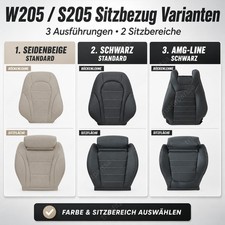 Sitzbezüge Rückenlehnenbezug für Mercedes C-Klasse W205 S205 C205 A205 2013-2023 Sitzbezüge Rückenlehnenbezug für Mercedes C-Klasse W205 S205 C205 A205 2013-2023