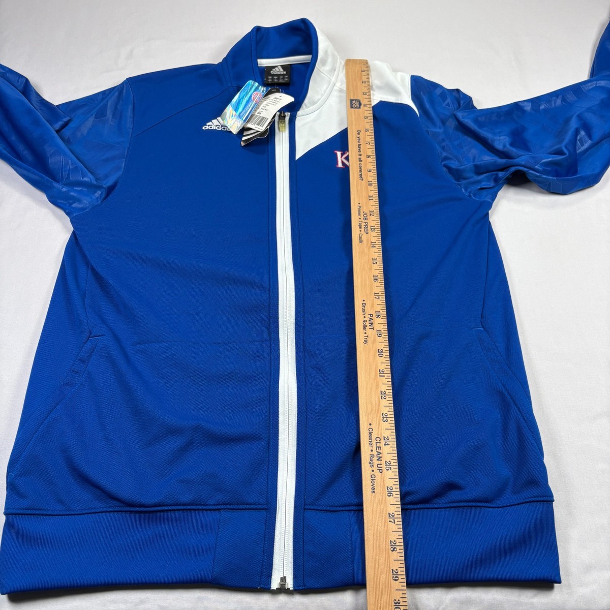 Kansas Jayhawks Adidas Track Jacket Mens Large Blue Full Zip Warm 
