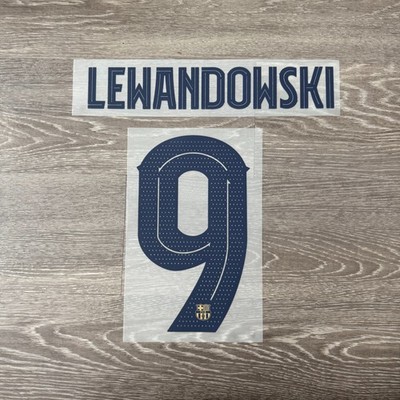 Barcelona Lewandowski #9 22/23 Full Kit Iron Patches + UCL UEFA