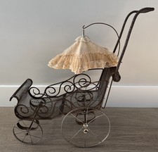 Doll Stroller Victorian Metal Wire Mesh Antique Carriage Early 1900 s 22 Long