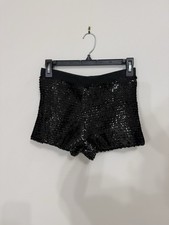 Revolution Dancewear Black Sequin Dance Shorts Size Medium Stage Costume, EUC