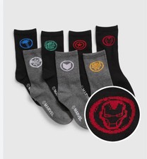 GAP Marvel Heroes Assorted Kids 7 Pair Crew Socks Medium Shoe Size 13-2