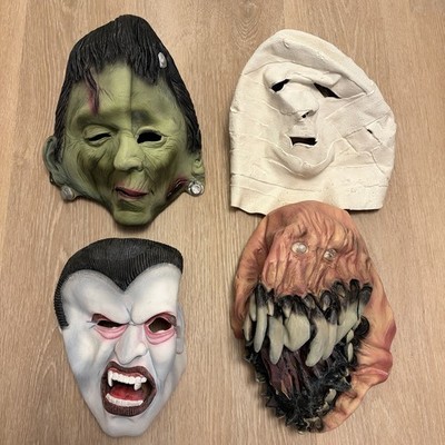 Vintage 90s Rubies Halloween Masks Lot Of 4 Dracula Frankenstein Bandage Man