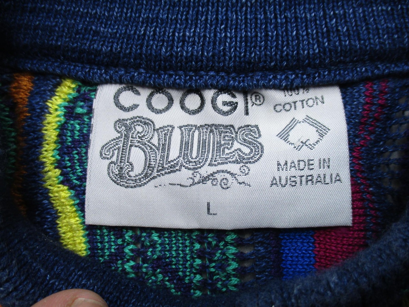 Vintage Coogi Blues Sweater Mens Large 3D Cable Knit Colorful Australia 90s image 3