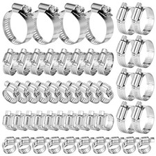 50 Pcs Adjustable Stainless Steel Hose Clamps Assortment Kit for Plumbing
