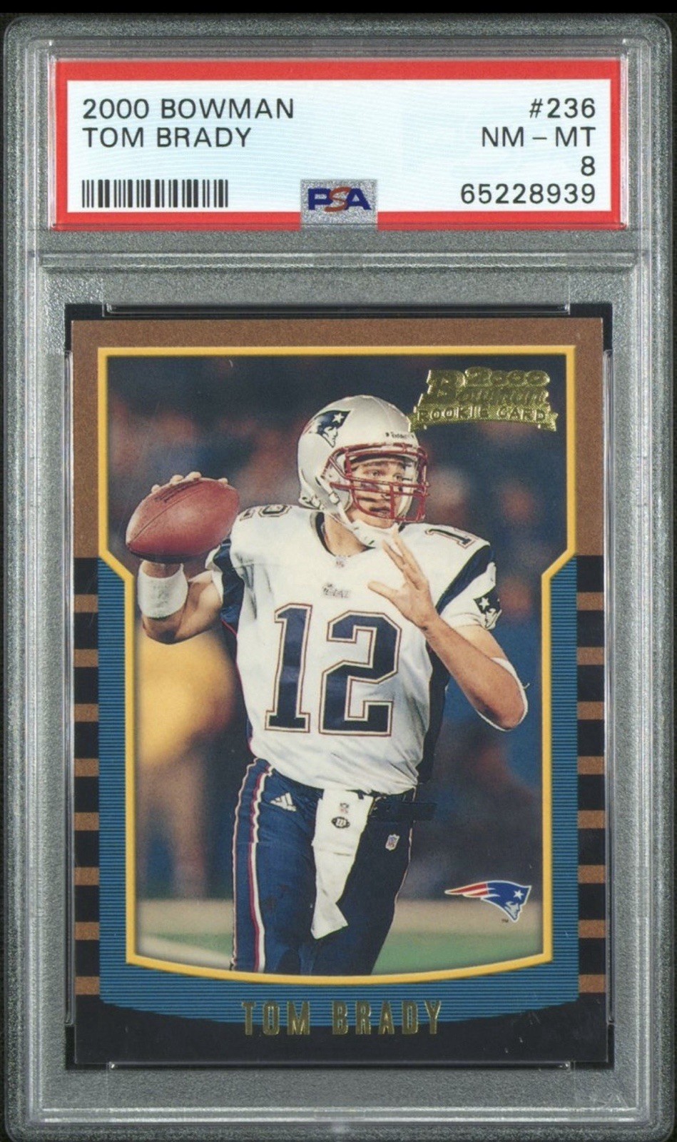 2000 Bowman Football Tom Brady Rookie Card PSA 8 - #236 - PATRIOTS HOF - Sharp!